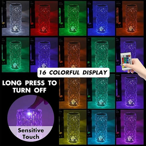 16-Color Crystal Touch Lamp with Remote